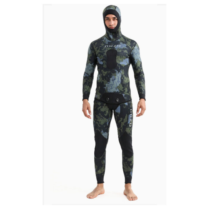 7MM Spearfishing Wetsuit CR Smooth Skin Diving Suit OUZO Split Camouflage Cold and Warm Thick Free Diving Fishing Suit