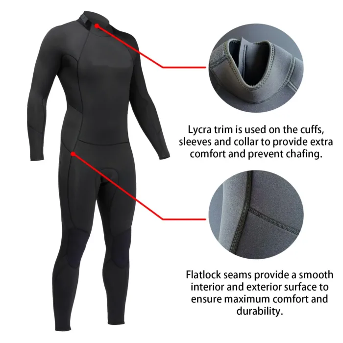 Full Wetsuits 4/3mm and 3mm Full Wetsuits Men’s Premium Neoprene Suits Diving Snorkeling Surf Swimming - 图片 5