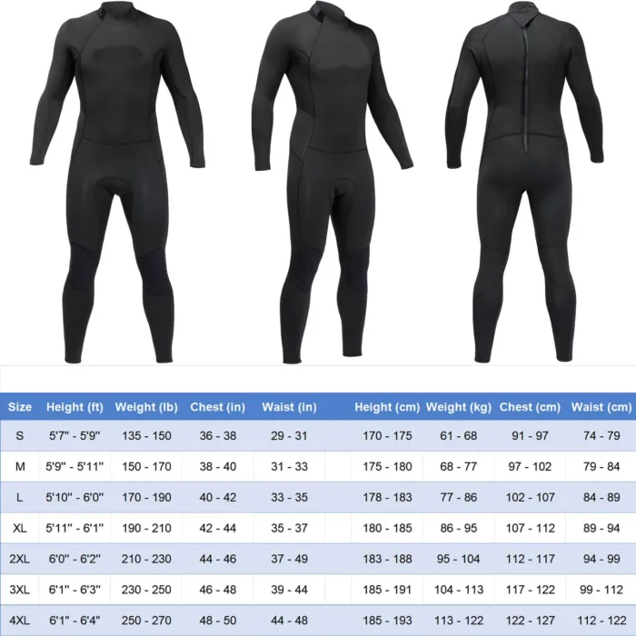 Full Wetsuits 4/3mm and 3mm Full Wetsuits Men’s Premium Neoprene Suits Diving Snorkeling Surf Swimming - 图片 8